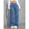 Amazon Aliexpress Jeans Populares Femininos Verão Novo Soltos Casuais Retos Moda Tendência Calças de Perna Larga