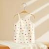 Verão Novo Estilo Regata de Algodão Puro com Alças para Meninas Estampa Floral Respirável Top Bebê Regata Básica para Mulheres