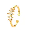 Anillo Abierto Popular de Acero Inoxidable con Oro de 18 Quilates Incrustado de Diamantes para Mujer, Estilo Ins, No se Desvanece, Lujo Ligero, Sensación de Alta Gama