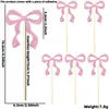 Pastel de Cumpleaños Amazon Rosa Enchufe Papel Brillante Lazo Tarjeta Niña Lazo Tema Fiesta Bandera