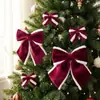 Nuevo colgante de moño rojo terciopelo navideño transfronterizo Decoración navideña Adorno para árbol de Navidad Decoración de ventana en stock