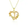 26 Collares con Letras Inglesas para Mujer, Colgante de Flor en Forma de Corazón con Diamantes, Cadena para Clavícula de Diseño Único, Accesorio Versátil de Lujo Ligero