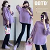 Nuevo Top para Mujer Embarazada 2025 Primavera y Otoño Moda Estilo Occidental Holgado Talla Grande Versátil Camiseta de Manga Larga Camiseta Básica para Mujer Embarazada
