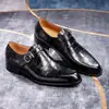 Zapatos de Piel de Punta Talla Grande Transfronterizos para Hombre Talla 38-47 Hebilla Formal de Negocios Novio Zapatos de Boda Piel de Vaca Venta Directa de Fábrica