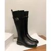 Botas de Caballero Estilo Británico de Moda 2026 Botas Largas Hasta la Rodilla Botas Nuevas de Otoño con Hebilla Mujer Persona Baja Negras Casuales