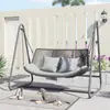 Silla Mecedora de Patio de Villa, Hamaca de Jardín para Exteriores, Balcón al Aire Libre, Mecedora Doble para el Hogar, Columpio de Exterior de Alta Gama