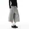 Pantalones Cortos de Traje Grises Estilo Old Money de Fábrica para Hombre Retro Sueltos Casuales Pantalones Cropped Rayados de Pierna Ancha Pierna de Tijera Pantalones de Vestir