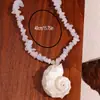 Colar Gargantilha Boho com Pedras Naturais em Lascas e Concha do Mar para Mulheres Joias de Praia Oceânica