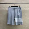 Shorts Verão Novo Estampa de Âncora Tingido na Massa Quatro Listras Unissex Casual Confortável Comprimento do Joelho - Venda Direta da Fábrica Tb