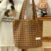 Bolsa de Compras Cuadros Retro Fresca de Aspecto Elegante Nueva para Otoño e Invierno Estilo Coreano para Mujer Ligera de Gran Capacidad