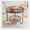 Mesa de Centro de Vidrio para Viento Crema Creativa Lateral de Sofá Pocos Hogares Estilo Apartamento Pequeño Silencioso Viento Lujo Ligero Atmosférico Placa de Roca Doble Capa Esquina