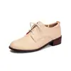 Zapatos para Mujer Wish Outer Single 2025 Primavera Casual de Tacón Bajo para Mujer Tallas 40-43 Punta Redonda Delanteros con Cordones Brogue