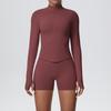 Nuevo Traje Deportivo Transpirable de Color Sólido Ajustado de Alta Elasticidad con Cremallera, Set de Dos Piezas para Correr, Fitness, Yoga, Transfronterizo