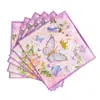 Em estoque flor de tinta borboleta tema flor festa prato de papel toalha toalha de mesa guardanapo de papel bandeira faca garfo colher talheres descartáveis