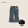 Ropa Infantil Bangxuan Invierno Nuevo Estilo Pantalones Largos para Niños Estilo Coreano Pantalones para Bebé Niña Pantalones Acampanados Forrados de Polar Jeans para Niñas