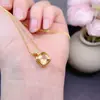 Colar Pingente de Citrino Cravejado com Diamantes em Prata de Lei S925 Feminino Exquisito Estilo Francês Luxo Leve Nicho High-end Moda Versátil
