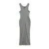 Vestido sin mangas para chica sexy, novedad de verano 2025, para mujer, sexy, ajustado, con cintura, aspecto adelgazante, cuello en V, falda larga plisada