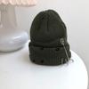 Gorro de lana con aros para mujer, estilo hip hop, de otoño e invierno, con borde perforado y piel de melón, tejido a mano, para hombre y mujer.