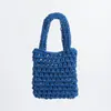 Bolsa para Teléfono Móvil Tejida a Mano de Malla Hueca Bolso de Mano Informal de Moda Bolso de Playa de Punto para Vacaciones de Verano en la Costa