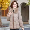 Elegantes abrigos acolchados de algodón para otoño e invierno para mujeres de mediana edad, elegantes y dignos, con forro polar añadido para mayor calidez