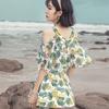 Traje de baño de mujer Verano Nuevo Popular Una pieza Estilo falda Cubriendo vientre y Adelgazante Traje de baño Conservador Estampado para Vacaciones en la Playa de Mujer