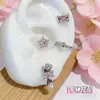 Brinco Stud Ossículo de Titânio para Gatinho Fofo com Laço de Diamante Rosa e Design do Gato Kt, Ear Cuff de Design de Moda de Nicho