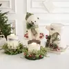 Decoraciones de mesa navideñas de espuma transfronterizas con hojas verdes, piñas, alces rústicos, figuras de muñeco de nieve y arreglos de escena