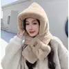 Gorro de Lana Tejido Cálido para Otoño e Invierno para Mujer, Gorro con Protección para los Oídos para Mamá Ciclista, Gorro Integrado con Bufanda, A Prueba de Frío