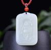 Suministro de transmisión en vivo Xinjiang Golden Jade colgante de marca de seguridad oveja grasa jade blanco hebilla de seguridad colgante Guanyin Buda collar