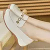 Zapatos blancos de piel para mujer, nueva colección otoño 2026, zapatos casuales ligeros y cómodos, fáciles de poner y quitar, zapatos casuales de piel