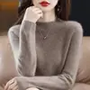 Outono e Inverno Novo Gola Alta Meia Linha Tricô de Lã Feminino Slim Cashmere Roupa de Baixo Tricô Espessado Sem Costura Tricô de Base