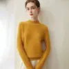 Nueva colección de otoño e invierno: Suéter grueso 100% cachemira pura para mujer, con cuello semi-alto, estampado de orquídeas, mangas largas y diseño de jersey, perfecto como capa base.