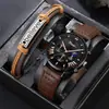 Nuevo Reloj de Cuarzo para Hombre de Moda Transfronterizo 2025 con Juego de Pulsera de Cuero