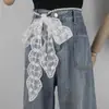 Colar de Pérolas Novo Retrô Renda Lenço de Seda Longo High-End Versátil Cinto Decorativo Faixa de Cabelo Fita Multifuncional
