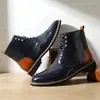 Botas Curtas Masculinas Casuais de Negócios Estilo Britânico Populares da Amazon, Botas Martin de Bico Fino Retrô da Moda-26058