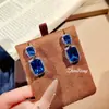 Aretes de Tanzanita con Espinela Azul, Pendientes de Botón de Alto Carbono de Lujo para Mujer, Aretes Azules con Efecto Cambiante de Color Diamante bajo la Luz