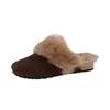 Chinelos de algodão Boken peludos, sapatos peludos para usar ao ar livre, novo estilo de inverno 2026, populares sapatos de meia-bota fechados com forro de fleece estilo francês
