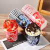 Taza para Cavar Redes Sociales Fresa Helado Azul Pastel Taza de Empaque Desechable Árbol de Té Mousse Postre Pastelería Taza de Papel