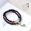 Pulsera de bambú de sándalo natural, hoja pequeña de sándalo rojo 7*5mm, cuenta de bambú, pulsera de doble aro, cuenta de barril comodín, joyería al por mayor