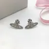 Nuevos Pendientes Saturno Transfronterizos de la Reina Madre para Mujer, Agujas de Plata 925, Lujo de Gama Alta, Pendientes Minimalistas de Planeta Vivienne