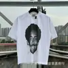 Camiseta de Manga Corta Holgada para Parejas de Ancianos Lavada Pesada con Estampado de Retratos Hip Hop Rap Estilo Americano Vintage Tendencia
