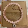 Com Cartão 8mm Pulseira de Contas Pedra Zebra Rosa Presente de Feriado Homens e Mulheres Pulseira de Contas Coração de Amizade Atacado Estilo Quente