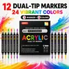 Plumones acrílicos de 24/48 colores con diseño de doble punta, adecuados para graffiti, pintura artística, cerámica, vidrio y madera