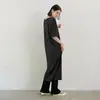 2022 Estilo Japonés Sudadera con Cordón Estilo Chanel Vestido Largo Marrón Elegante para el Trabajo Color Sólido Cintura Suelta Vestido Vestido Largo para Mujer