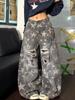 Marca Americana Retro de Moda Diseño Lavado Multibolsillos Pantalones Cimitarra Jeans Unisex Desgastados Largos hasta el Suelo Pantalones Holgados