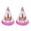 Comercio Exterior Rosa Ceja Unicornio Suministros para Fiesta de Cumpleaños Mantel Plato de Papel Bandera Banderín Set de Decoración