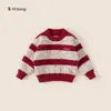 Roupas Infantis Bonsun Novo Produto de Ano Novo Suéter Listrado para Meninas Roupa de Ano Novo Suéter da Moda com Bolinhas para Crianças Pequenas
