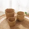 Cesta de Flores Tejida a Mano de Paja Cubierta para Maceta Cesta Decoración de Escritorio Adorno Cesta de Flores Tejida de Ratán Cesta de Paja Tejida para Almacenamiento