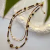 Collar Meilade de Alta Calidad Estilo Chino Retro Piedra Natural Ojo de Tigre Diseño de Doble Capa Cadena para Clavícula Cadena de Cuello para Mujeres