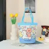Bolsa Bucket Grafite Fofa, Bolsa Cilíndrica Estampada Ins, Bolsa de Lona para Almoço, Lancheira Feminina Estilo Coreano, Bolsa de Mamãe